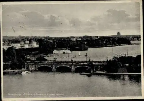 Ak Hamburg Mitte Altstadt, Innen- und Außenalster, Brücke