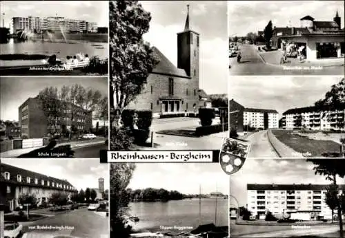 Ak Rheinhausen Duisburg im Ruhrgebiet, Bergheim, Wappen, Töpper-Baggersee, Katholische Kirche