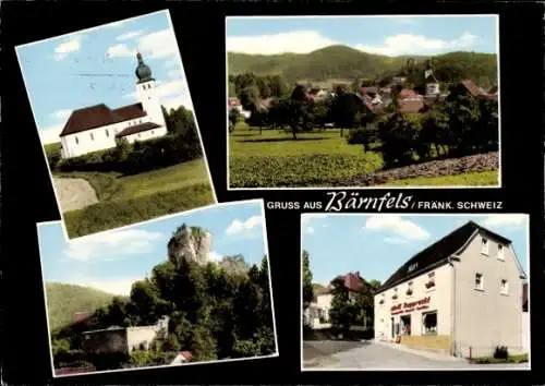 Ak Burg Bärnfels Fränkische Schweiz, Teilansichten, Kirche