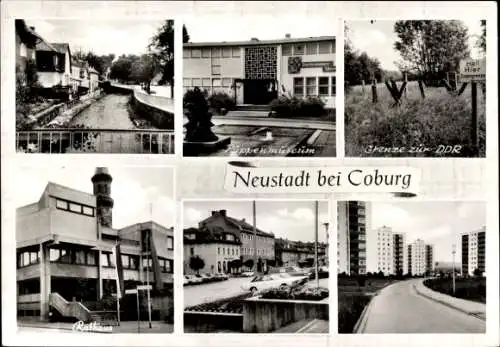 Ak Neustadt bei Coburg Oberfranken, Teilansichten, Grenze zur DDR, Rathaus, Puppenmuseum