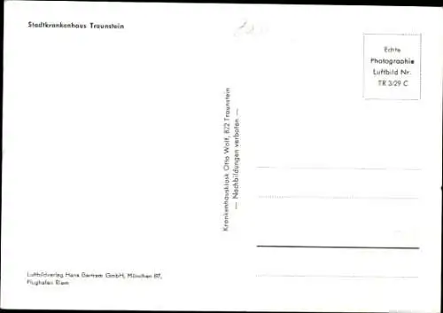 Ak Traunstein in Oberbayern, Teilansicht, Stadtkrankenhaus