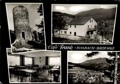 Ak Rimbach in der Oberpfalz Bayern, Totalansicht, Bayerischer Wald, Café Frank, Turm