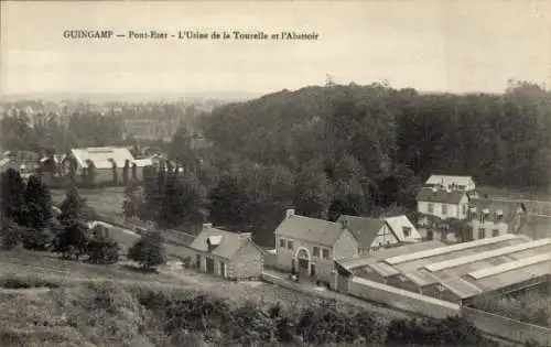 Ak Guingamp Cotes d'Amor, Pont Ezer, Usine de la Tourelle et l'Abattoir