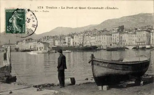 Ak Toulon Var, Le Port et Quai Cronstadt (Etude)