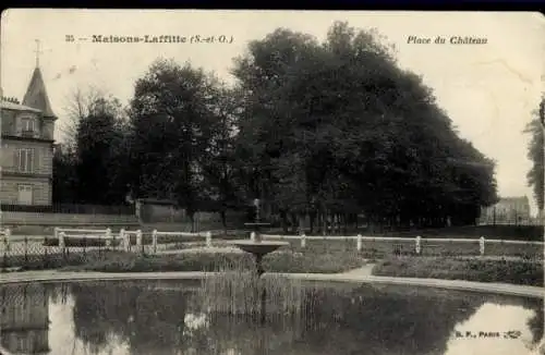 Ak Maisons Laffitte Yvelines, Place du Chateau,Fontaine