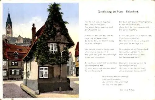 Gedicht Ak Vogl, J. N., Quedlinburg im Harz, Blick auf den Finkenherd