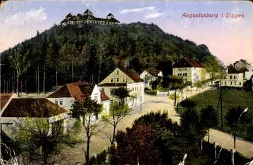 Ak Augustusburg Erzgebirge, Teilansicht, Schloss