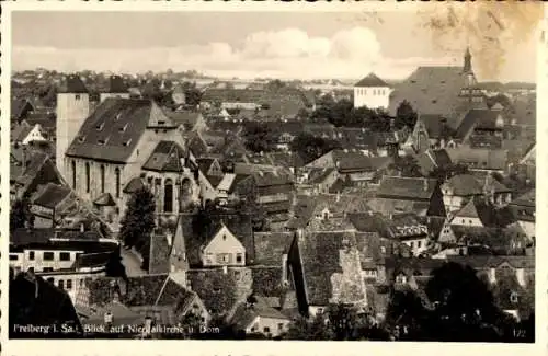 Ak Freiberg in Sachsen, Nikolaikirche, Dom, Panorama