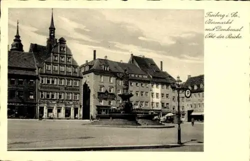 Ak Freiberg im Kreis Mittelsachsen, Obermarkt mit Denkmal Otto der Reiche