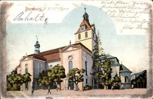 Ak Bernburg, Partie an der St. Aegidienkirche, Baum