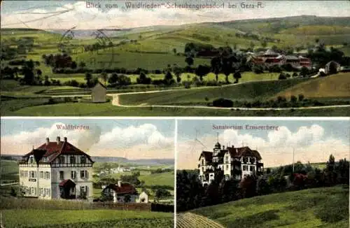 Ak Scheubengrobsdorf Gera, Blick vom Waldfrieden, Sanatorium Ernseerberg