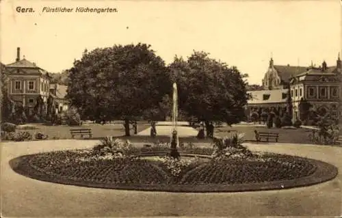 Ak Gera Thüringen, fürstlicher Küchengarten, Fontäne