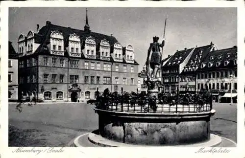 Ak Naumburg Saale, Partie am Marktplatz, Brunnen, Rathaus