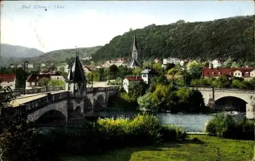 Ak Bad Kösen Naumburg an der Saale, Brücke, Kirche, Wohnhäuser, Wald, Fluss