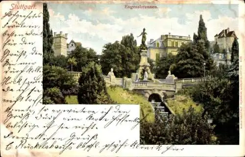 Ak Stuttgart in Württemberg, Eugensbrunnen, Treppe
