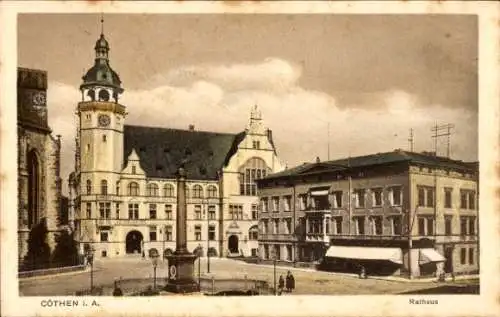 Ak Köthen in Anhalt, Blick auf das Rathaus, Denkmal, Kirche