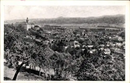 Ak Rudolstadt in Thüringen, Blick vom Hain auf den Ort mit Umgebung