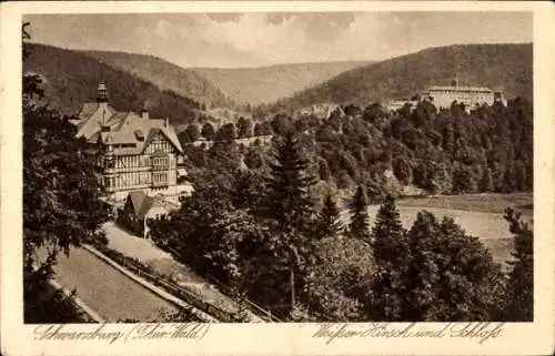 Ak Schwarzburg im Schwarzatal Thüringen, Weißer Hirsch und Schloss