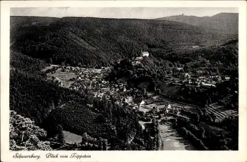 Ak Schwarzburg im Schwarzatal Thüringen, Blick vom Trippstein auf den Ort