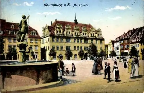 Ak Naumburg an der Saale, Markt, Rathaus, Brunnen