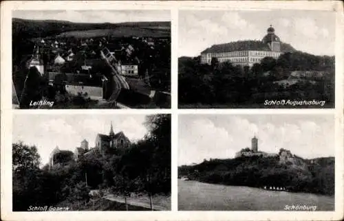 Ak Leißling Weißenfels im Burgenlandkreis, Schloss Augustusburg und Goseck, Schönburg, Panorama