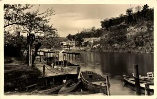 Ak Bad Kösen Naumburg an der Saale, Fluss, Boote, Häuser