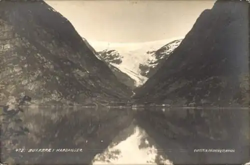 Ak Hardanger Norwegen, Buarbrae, Blick zum Buarbreen Gletscher