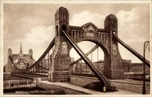 Ak Wrocław Breslau Schlesien, Freiheitsbrücke