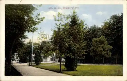 Ak Polczyn Zdrój Bad Polzin Pommern, Brunnenplatz