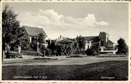 Ak Harlingen Fryslân Niederlande, Ionenplein mit HBS