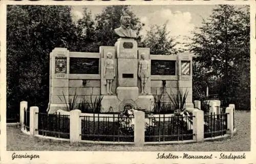 AK Groningen Niederlande, Scholten Denkmal im Stadtpark