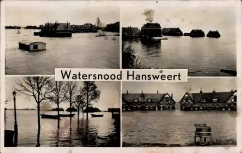 Ak Hansweerd Hansweert Zeeland Niederlande, Überschwemmung, Hochwasser