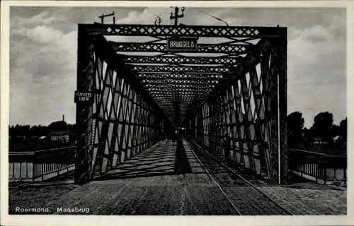 Ak Roermond Limburg Niederlande, Maasbrücke