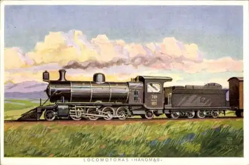 Künstler Ak Meyer, Deutsche Eisenbahn, Locomotivas HANOMAG, Mikado