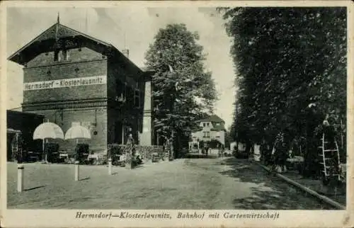 Ak Bad Klosterlausnitz in Thüringen, Bahnhofswirtschaft Hermsdorf, Bahnhof