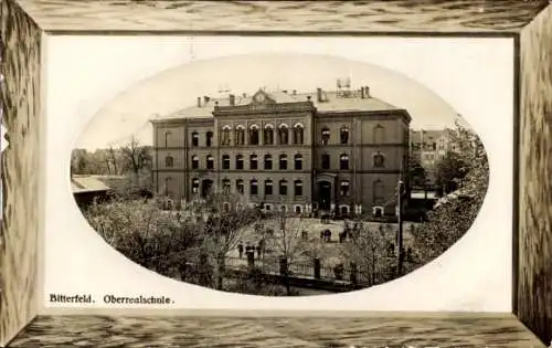 Präge Passepartout Ak Bitterfeld Sachsen Anhalt, Blick auf Oberrealschule