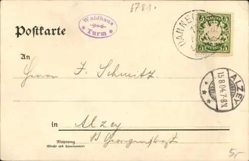 Litho Dannenfels am Donnersberg Pfalz, Villa Donnersberg, Moltkefels, Ludwigsturm
