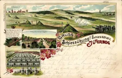 Litho Jüterbog Kreis Teltow Fläming, Zieldorf, Schiessplatz, Barackenlager, Zieldorf