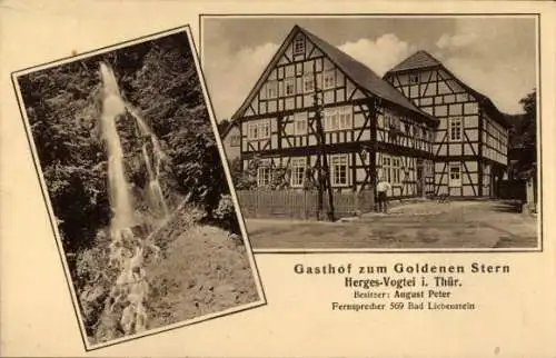 Ak Herges Vogtei Brotterode Trusetal in Thüringen, Gasthof zum goldenen Stern, Bes. August Peter