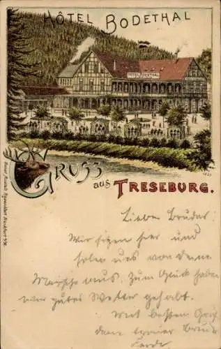 Litho Treseburg Thale im Harz, Hotel Bodethal