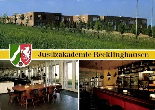 Ak Recklinghausen im Ruhrgebiet, Justizakademie, Außenansicht, Innenansicht, Bar, Gastraum