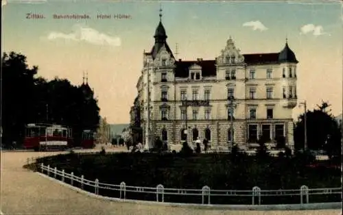 Ak Zittau in Sachsen, Hotel Hütter, Bahnhofstraße