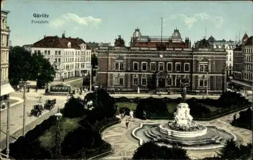 Ak Görlitz in der Lausitz, Postplatz, Gesamtansicht