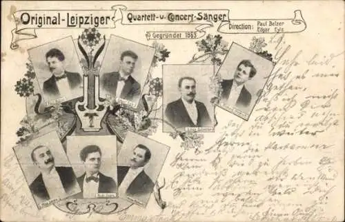 Ak Leipzig in Sachsen, Original Leipziger Quartett- und Konzert Sänger, Gegründet 1863, Portraits