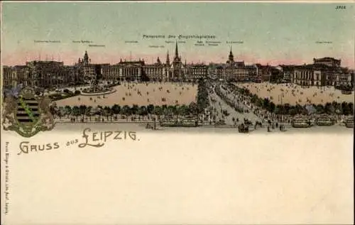 Litho Leipzig in Sachsen, Augustusplatz, Wappen