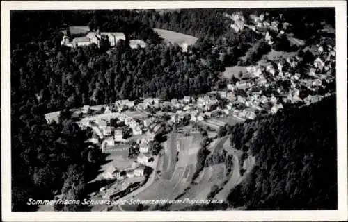 Ak Schwarzburg in Thüringen, Schwarzatal, Fliegeraufnahme