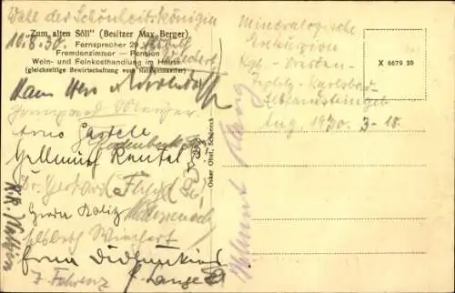 Ak Schöneck im Vogtland, Gastwirtschaft Zum alten Söll, Friedrich August Stein