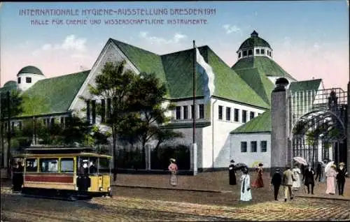 Ak Dresden Altstadt, Internationale Hygieneausstellung 1911, Halle für Chemie und wiss. Instrumente