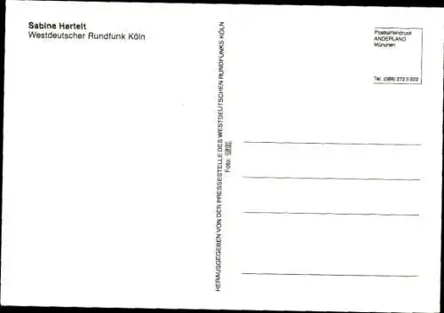 Ak Moderatorin Sabine Hartelt, Portrait, Autogramm