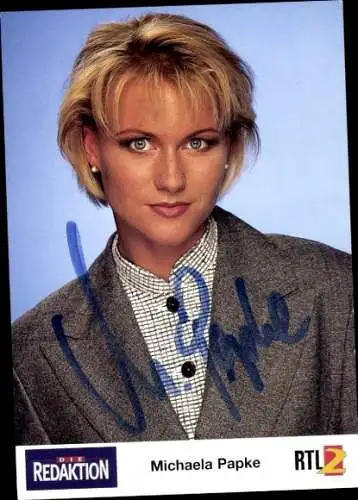 Ak Moderatorin Michaela Papke, Portrait, Die Redaktion, Autogramm